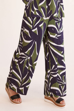 Load image into Gallery viewer, See Saw Linen Blend Wide Leg Pant | Navy/Khaki Leaf
