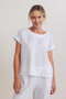 See Saw Linen Cap Sleeve Button Back Top | White | 324