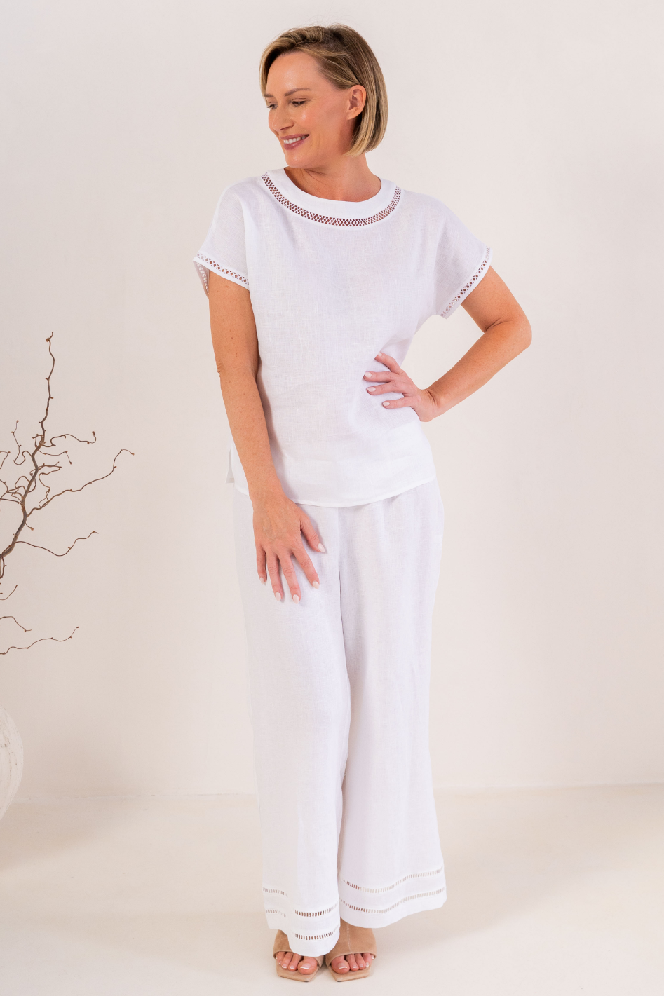 See Saw Linen Ladder Trim Pant 