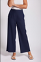 See Saw Linen Palazzo Pant in Navy