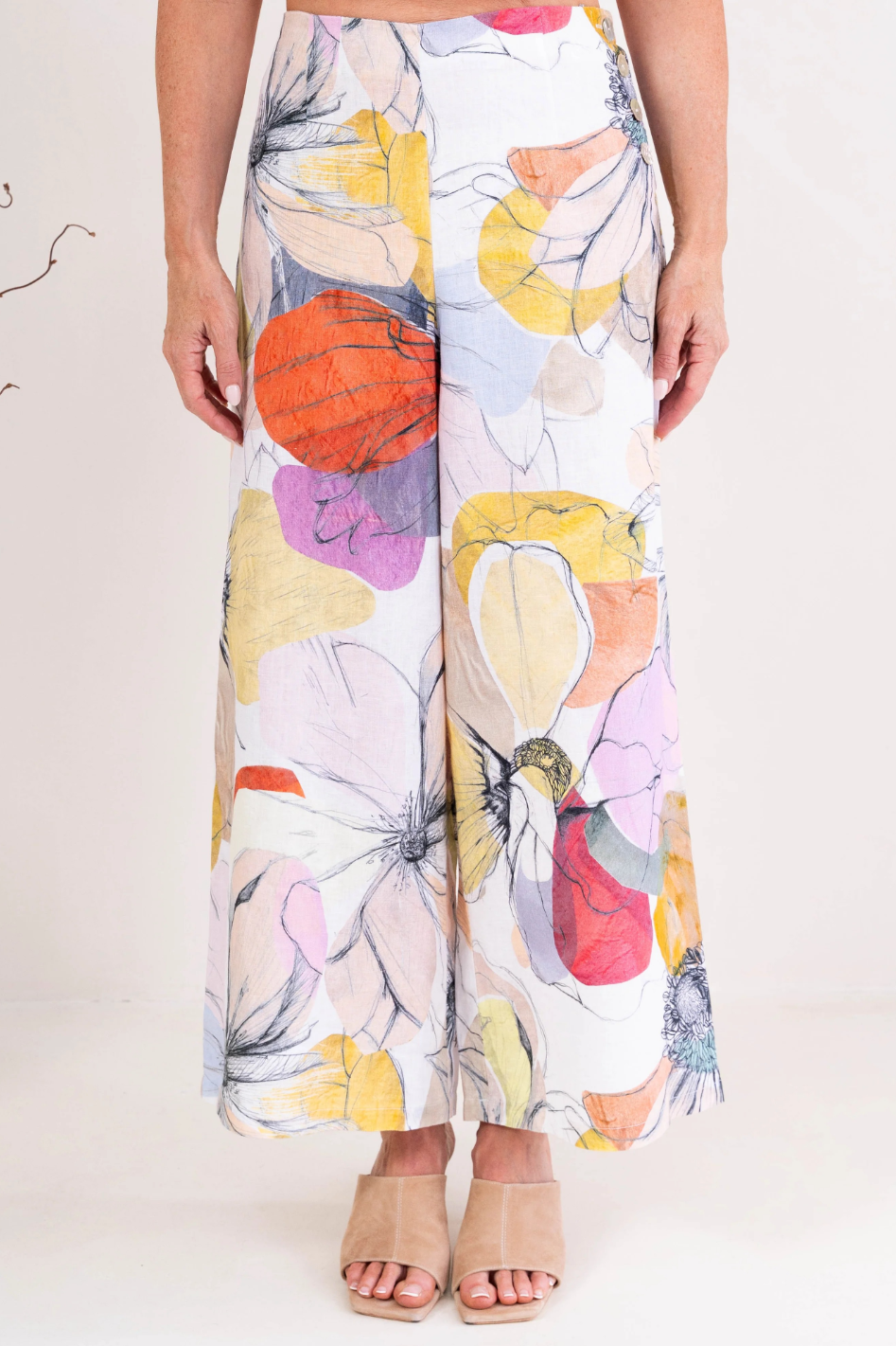 See Saw Linen Palazzo Pant in Petal Drift Print