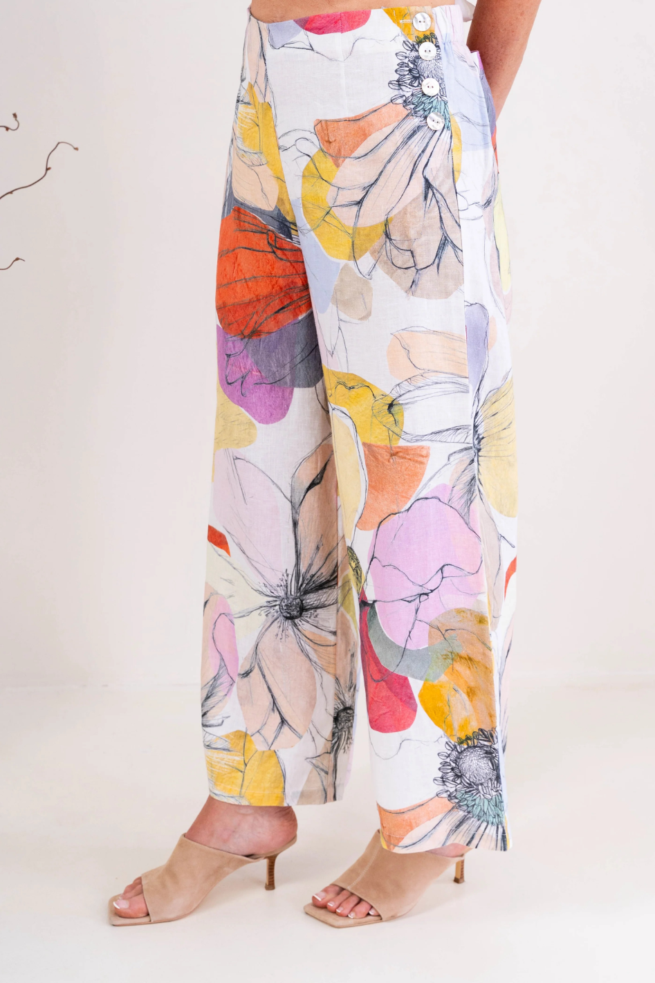 See Saw Linen Palazzo Pant in Petal Drift Print