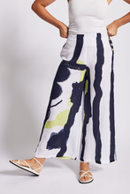 Load image into Gallery viewer, See Saw Linen Palazzo Pant in Navy and Pine Lime
