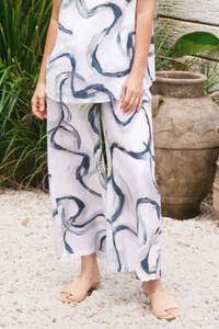 See Saw Linen Palazzo Pant | Riverstone Print | SA188