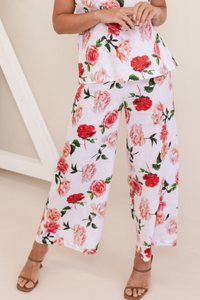 See Saw Linen Palazzo Pant | Roses | 429