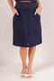 See Saw Rib Waist Linen Skirt in Navy