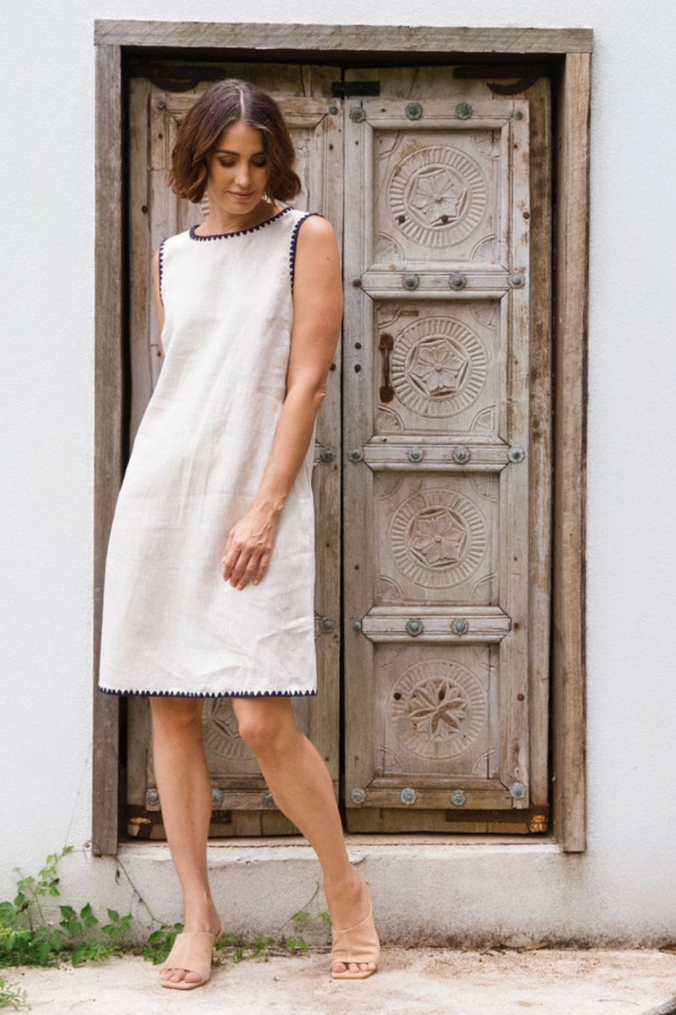 See Saw Linen Sleeveless Shift Dress 