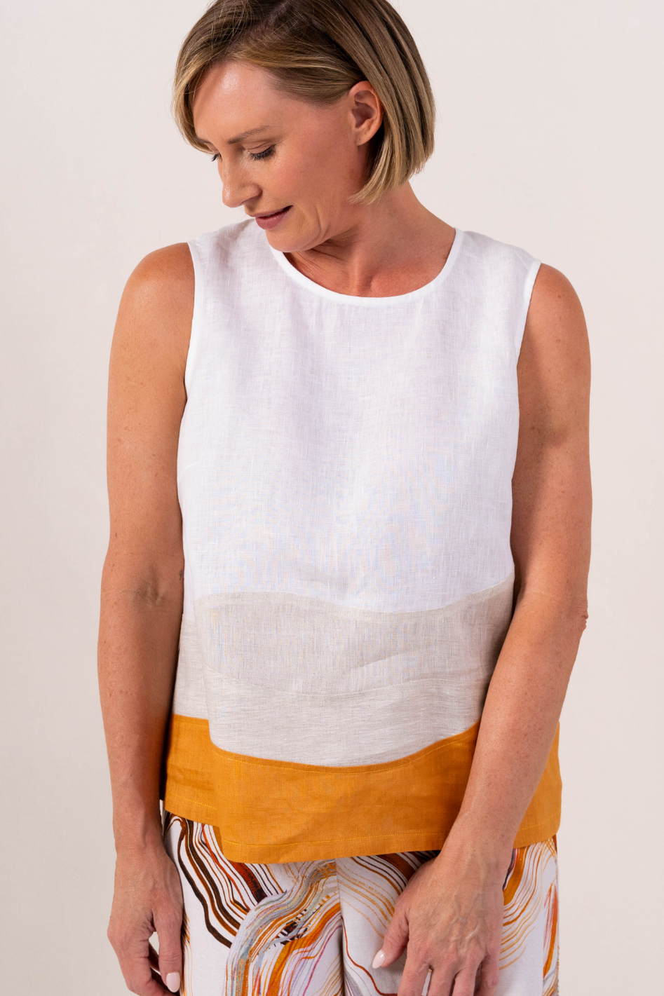 See Saw Linen Spliced Tank 
