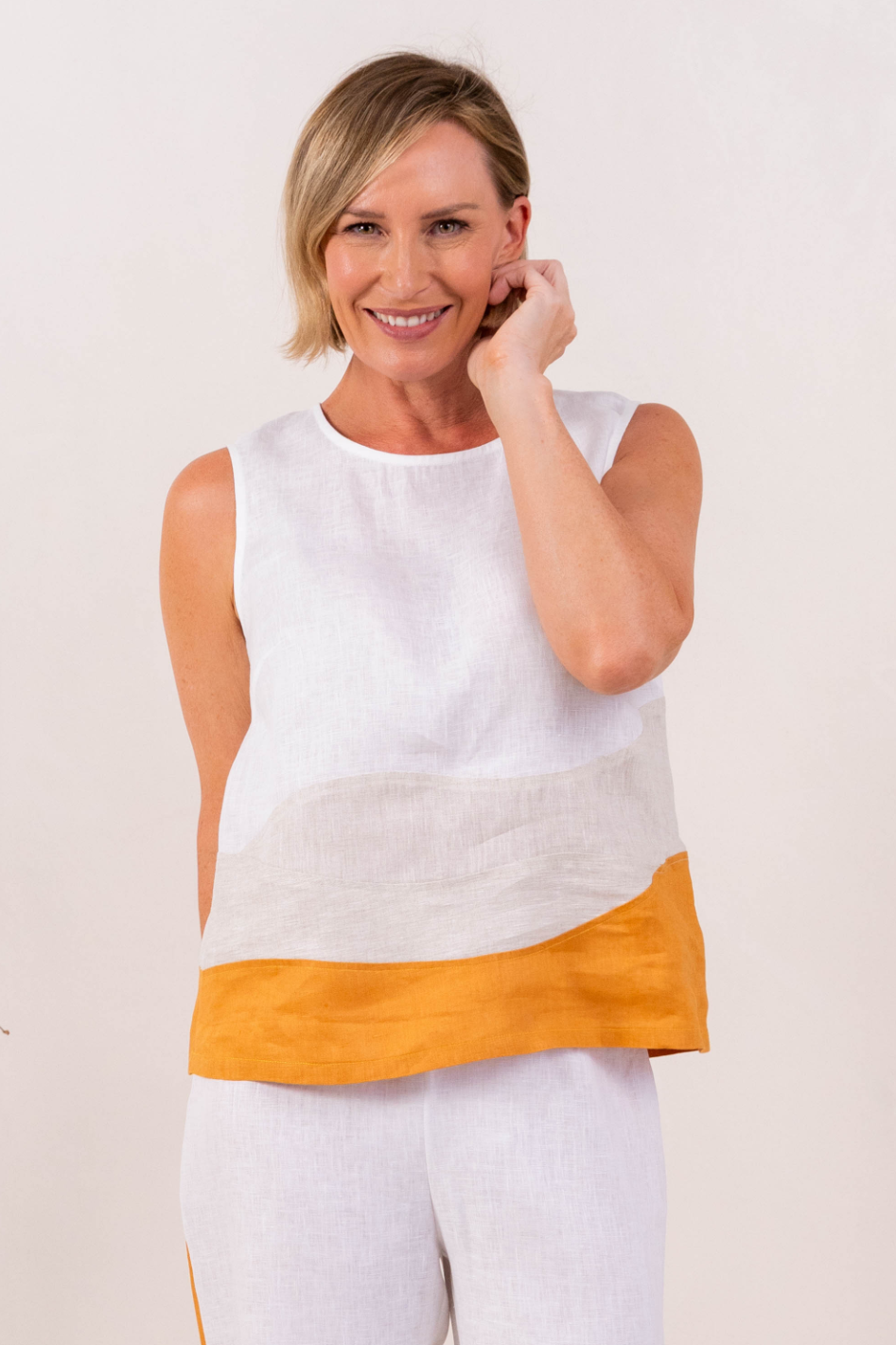 See Saw Linen Spliced Tank 