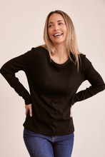 Load image into Gallery viewer, See Saw Long Sleeve Ribbed Top | Black
