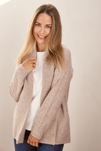 Load image into Gallery viewer, See Saw Luxe Merino Wool Rib Shawl Open Cardigan | Natural

