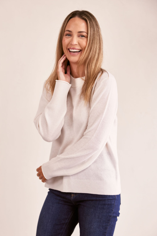 See Saw Luxe Merino Wool Crew Neck Sweater | Cream