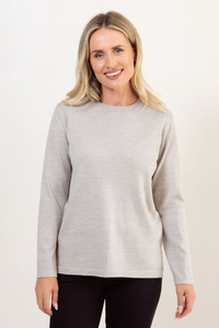 See Saw Merino Wool Crew Neck Sweater | Biscuit