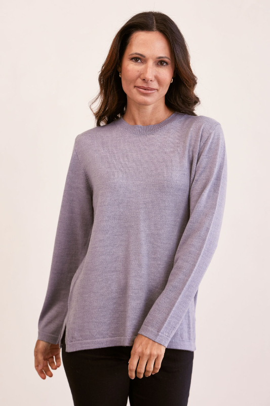 See Saw Merino Wool Crew Neck Sweater | Silver