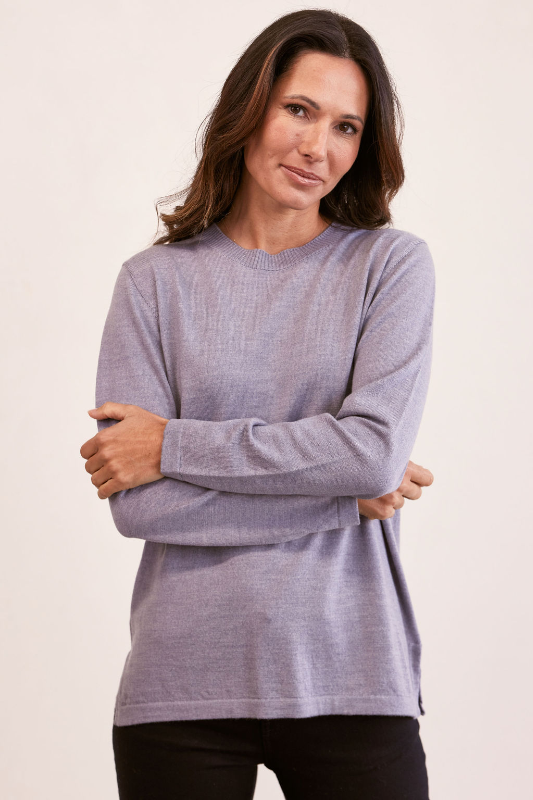 See Saw Merino Wool Crew Neck Sweater | Silver