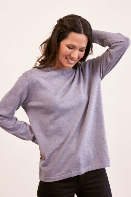 See Saw Merino Wool Crew Neck Sweater | Silver