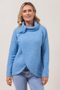 See Saw Moss Stitch Cowl Neck Sweater in Powder Blue