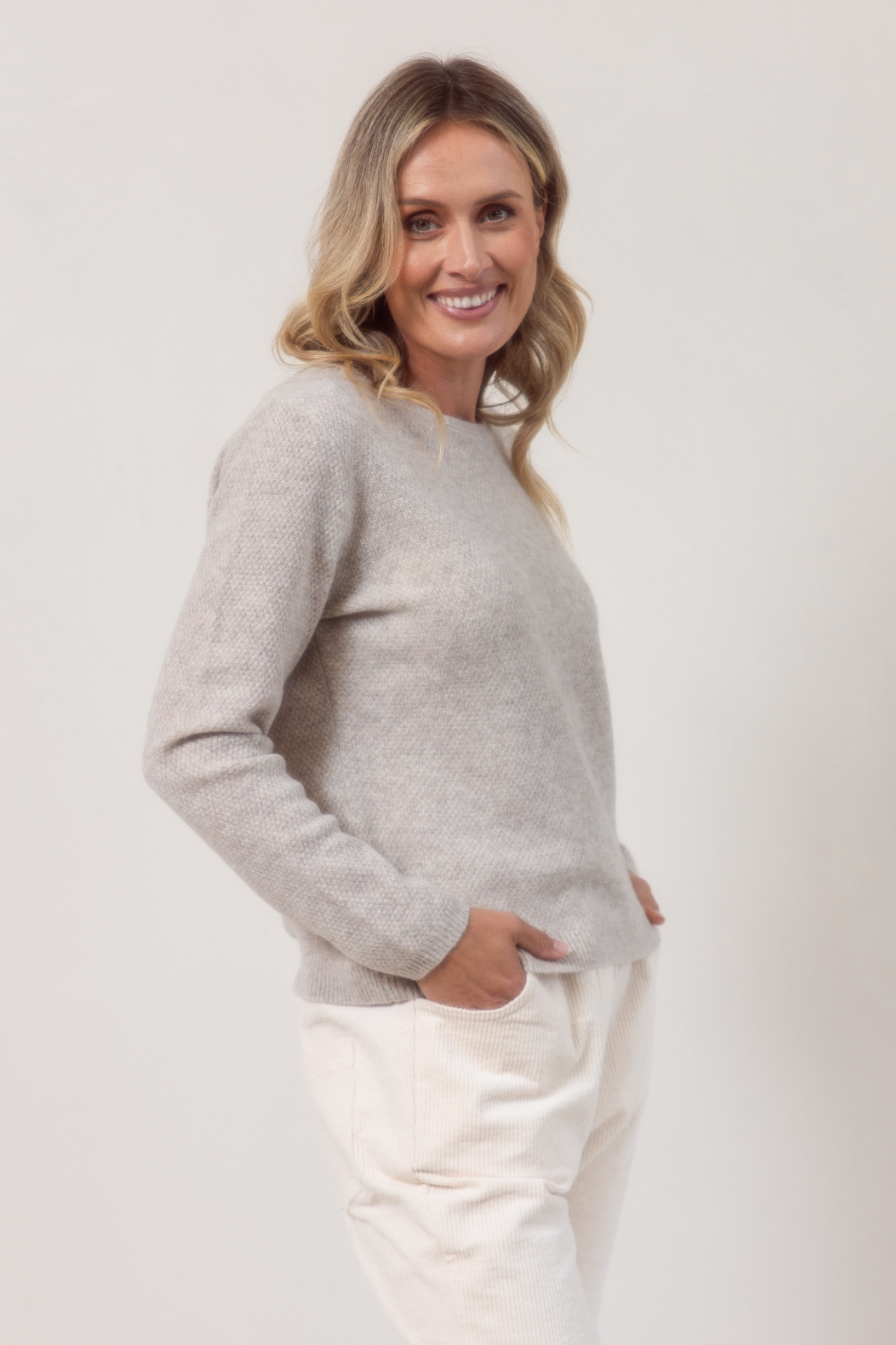 See Saw Moss Stitch Sweater in Wheat