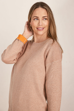 Load image into Gallery viewer, See Saw Cotton/Cashmere Sweater in Biscuit with Tango Trim
