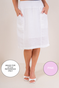 See Saw Rib Waist Linen Skirt | Pink | SA135