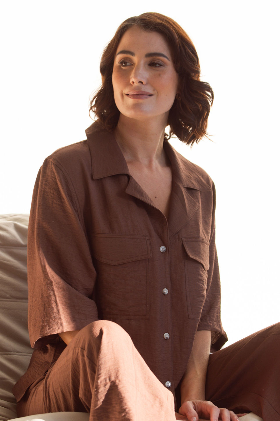 See Saw Short Sleeve 2 Pocket Shirt in Coffee