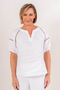 See Saw Short Sleeve Linen Lace Trim Top | White | SA114