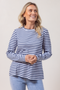 See Saw Stripe Long Sleeve Top in Navy and White
