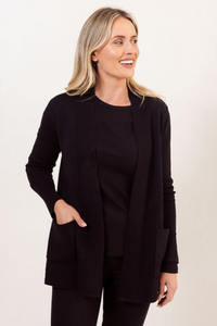 See Saw Wool Blend Edge to Edge Cardi | Black/White