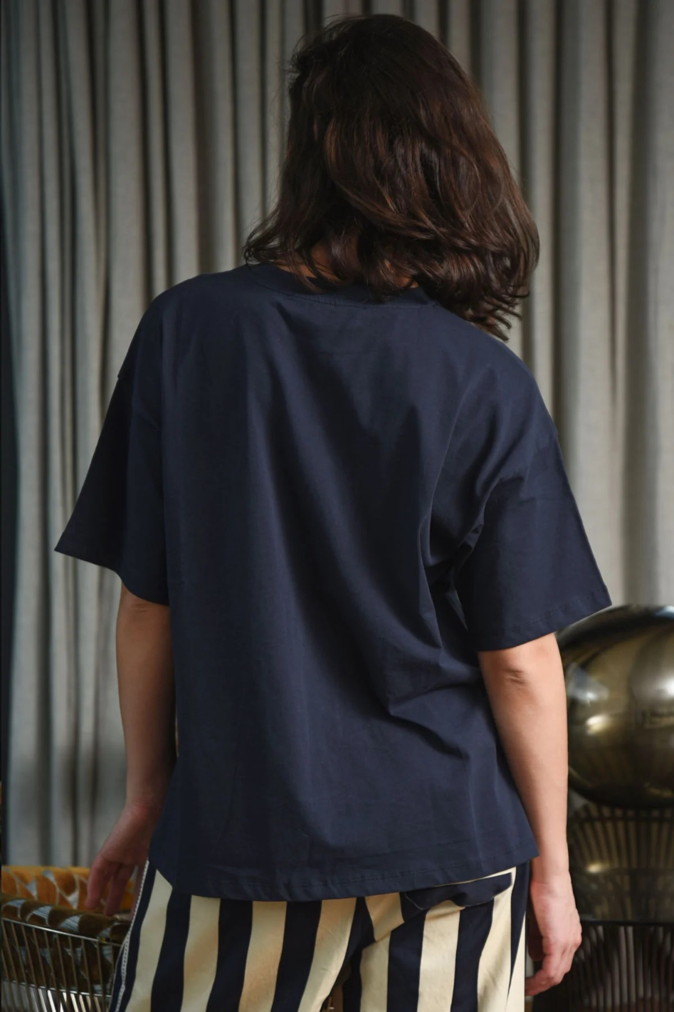 Cooper Beading Lady T-Shirt in Navy