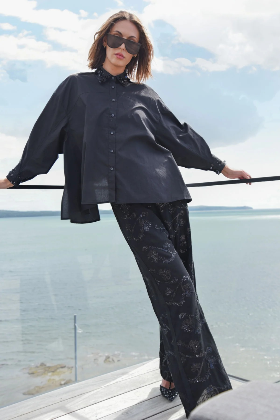Trelise Cooper Walk and Talk Trouser | Black/Black | by Trelise Cooper