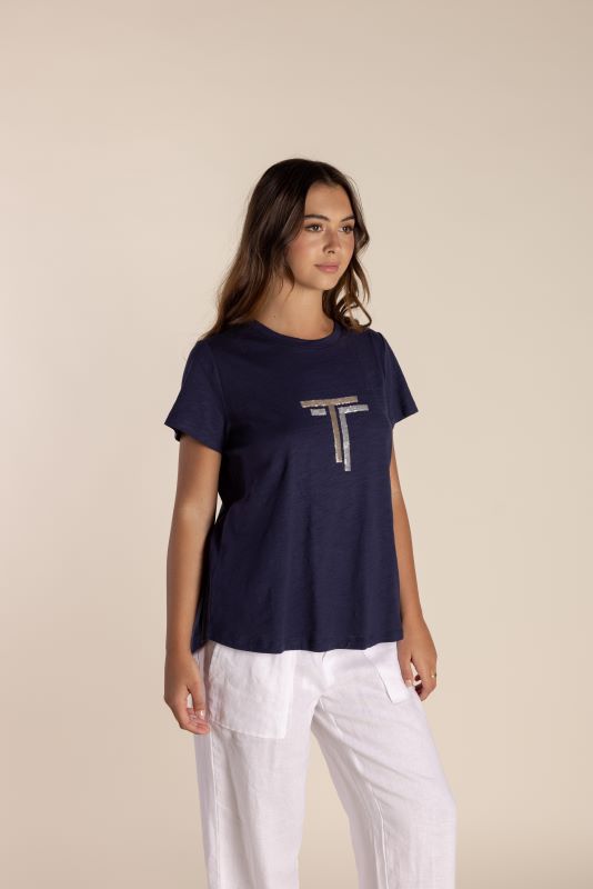 Two T's Sequin Logo T-Shirt 2617