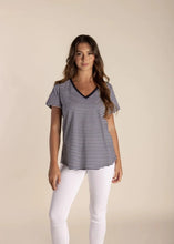 Load image into Gallery viewer, Two T&#39;s V Neck Stripe Tee
