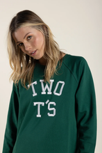 Load image into Gallery viewer, Two T&#39;s College Embroidered Logo Sweat in Forest
