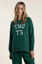 Load image into Gallery viewer, Two T&#39;s College Embroidered Logo Sweat in Forest
