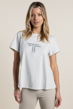 Load image into Gallery viewer, Two T&#39;s Logo Sequin T-Shirt Grey Marle with Silver Sequins
