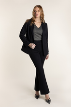 Load image into Gallery viewer, Two T&#39;s Ponte Boot Leg Pull On Pant in Black with Matching Black Ponte Jacket

