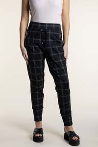 Two T'S Check Ponte Panelled Pant | Large Check