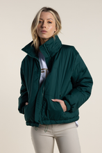 Load image into Gallery viewer, Two T&#39;s Short Puffer with Hood in Forest Green
