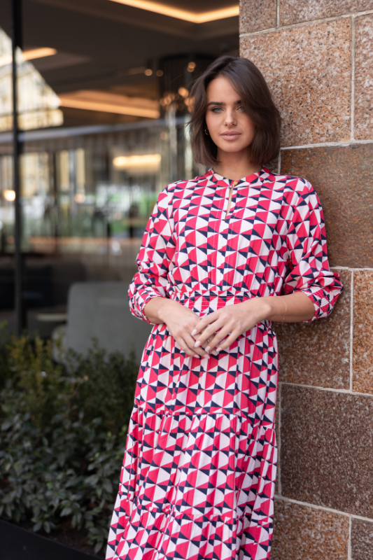 Two T's Triangle Print Dress | Paradise Pink Print
