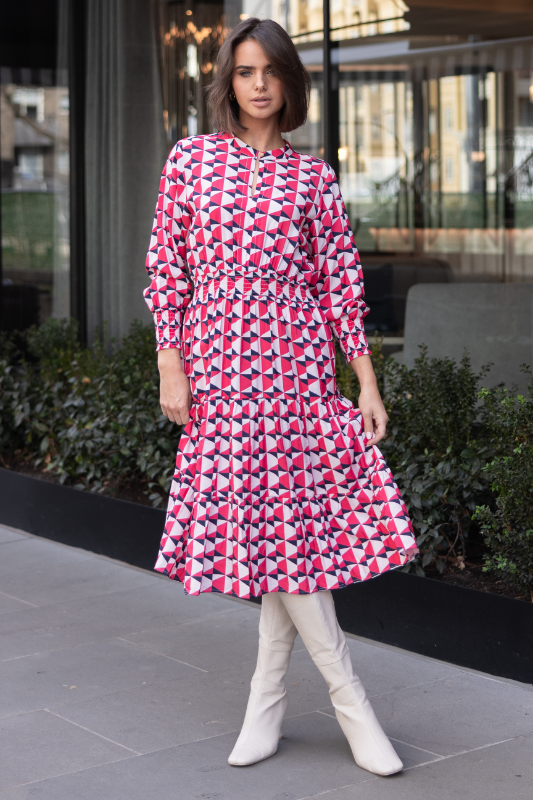 Two T's Triangle Print Dress | Paradise Pink Print