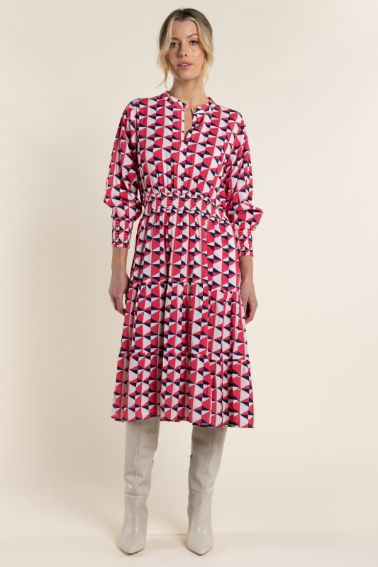 Two T's Triangle Print Dress | Paradise Pink Print