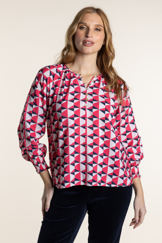 Two T's Triangle Print Top | Paradise Pink Print