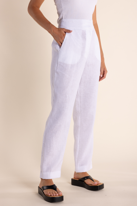 Two T's Linen 7/8 Pant | White