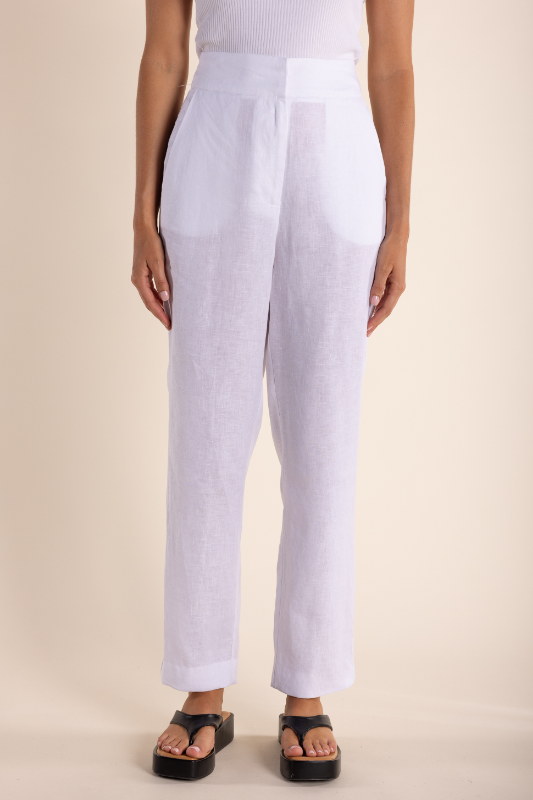 Two T's Linen 7/8 Pant | White