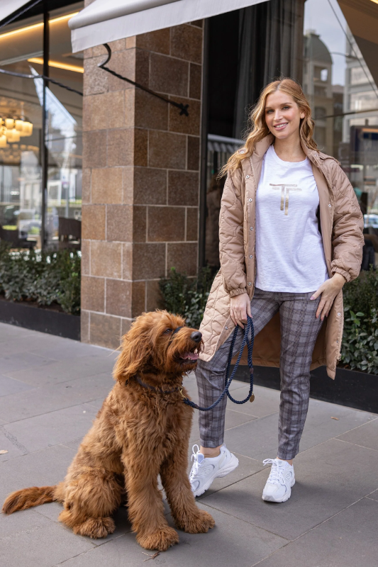 Two T's Check Pull On Pant in Clove Check
