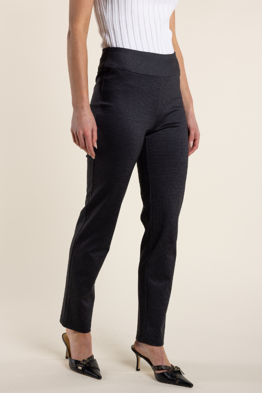 Two T's Pull On Slim Fit Pant | Mini Check