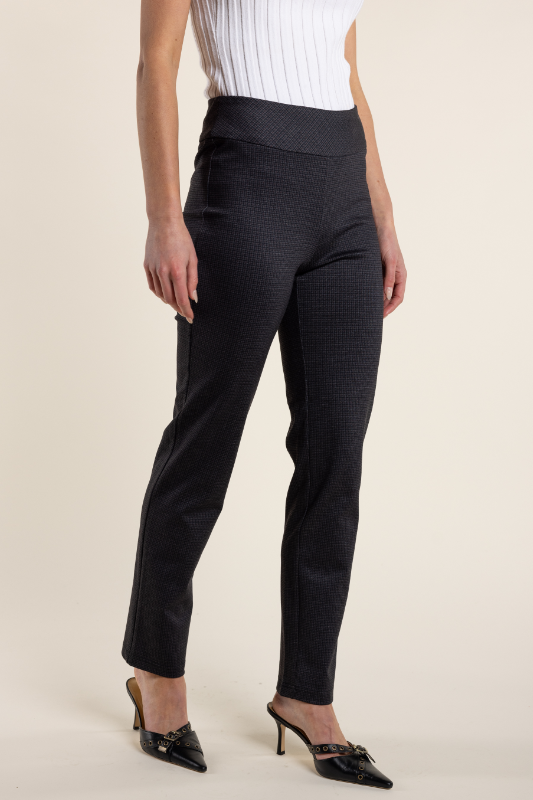 Two T's Pull On Slim Fit Pant in Mini Check