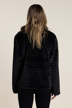 Load image into Gallery viewer, Two T&#39;s Textured Fur Jacket in Black
