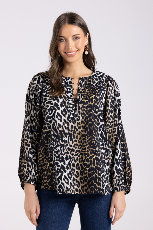 Two T's Animal Print Top 3/4 Sleeve