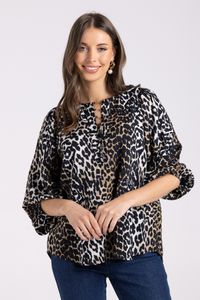 Two T's Animal Print Top 3/4 Sleeve
